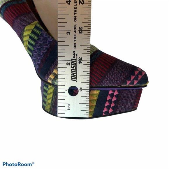 MIEZKO MULTI COLORFUL PLATFORM HEELS    SIZE 7 - Picture 10 of 12